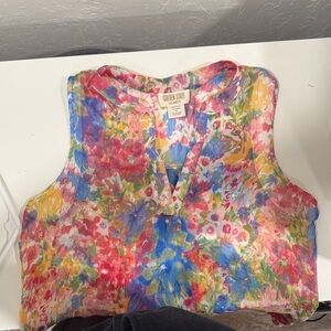 Golden State Floral V-Neck Blouse - Multicolor Shear